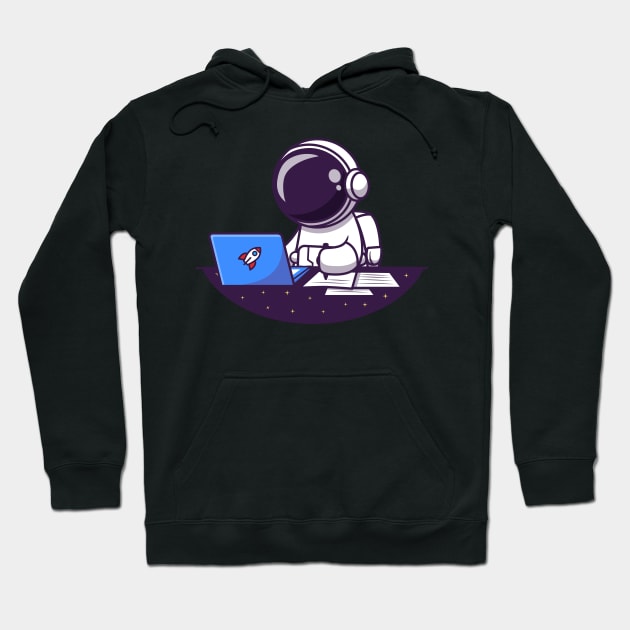 Astronaut Working On Laptop And Writing Cartoon Hoodie by Catalyst Labs